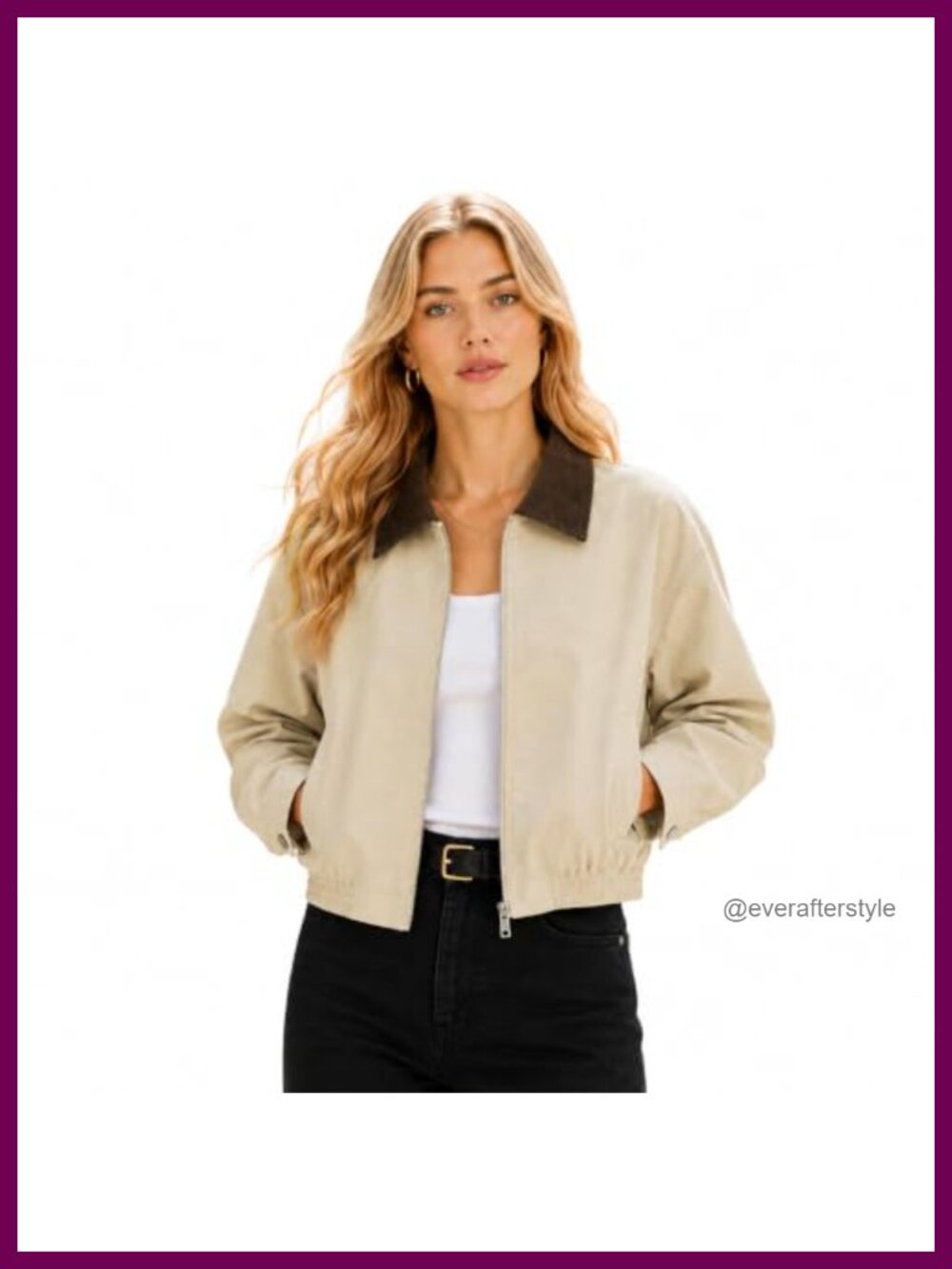 Cropped Utility Barn Jacket Water-Repellent Zip Up Corduroy Collar